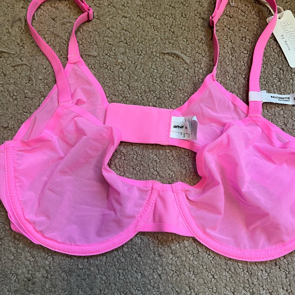 Aerie Bright Pink Mesh Underwire Bra